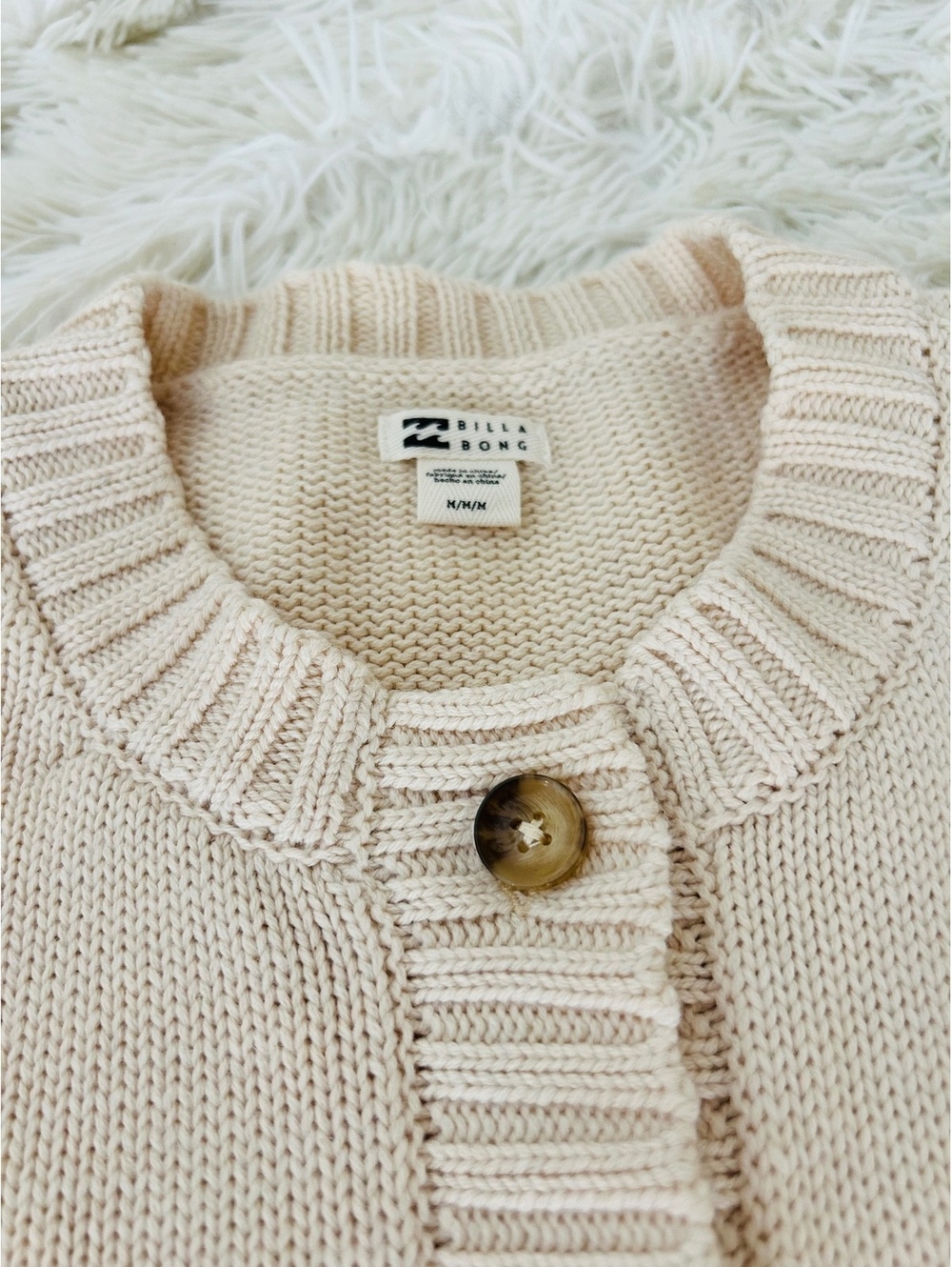Billabong Women's Beige Knit Button-Up Cardigan Sweater Size M/M